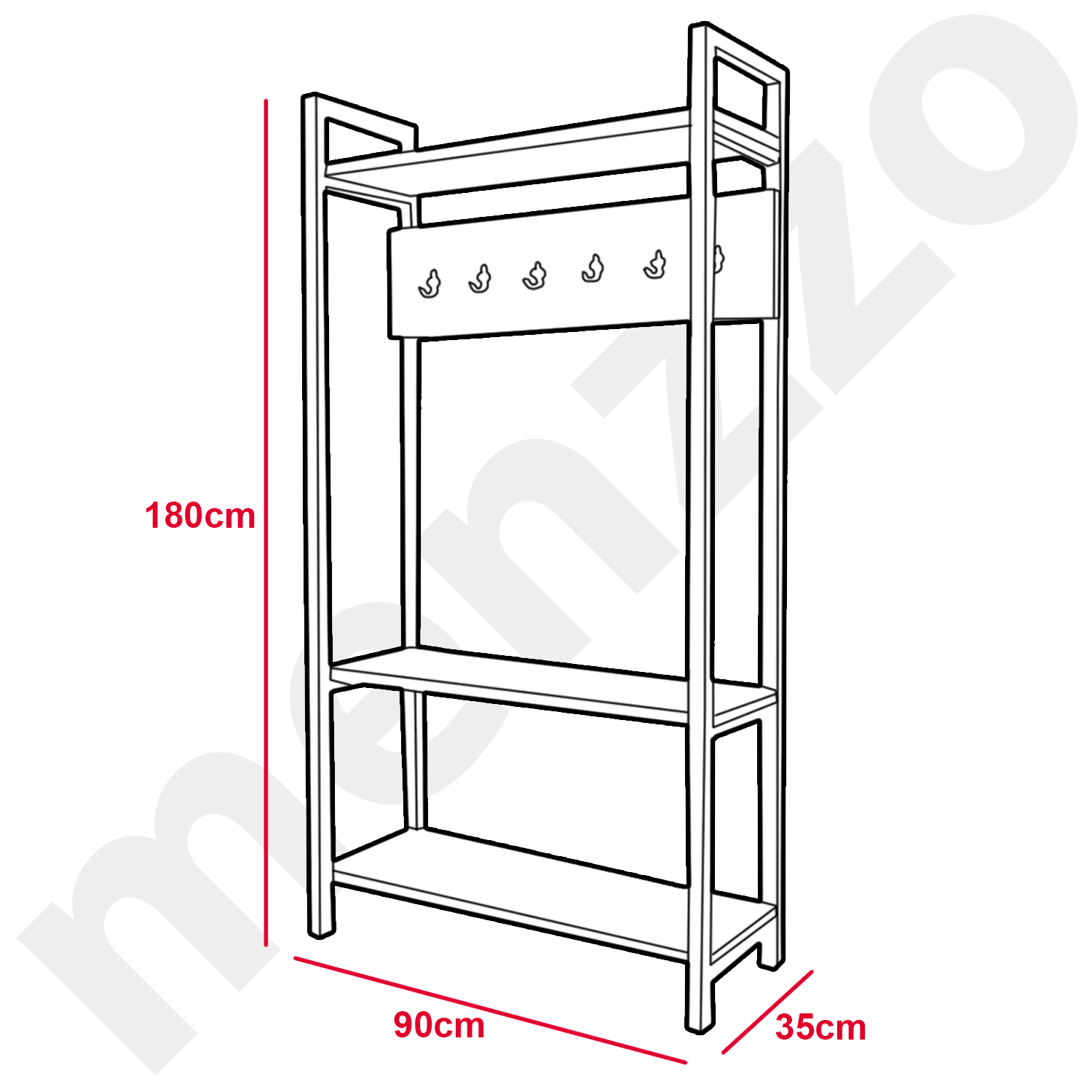 Garderobe met planken en kapstokken Marcadet Oak